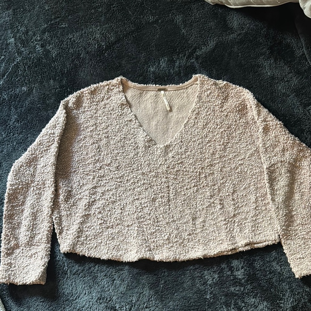 Free People Beige Textured Sweater